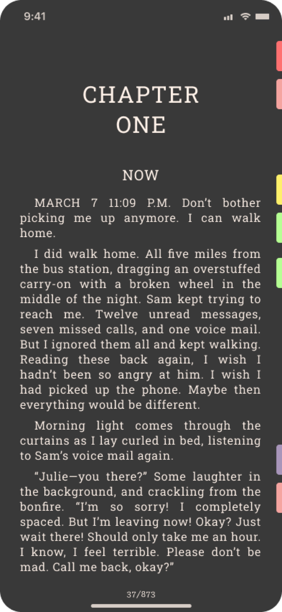 Autumn — Compact tab feature dark mode pg 14