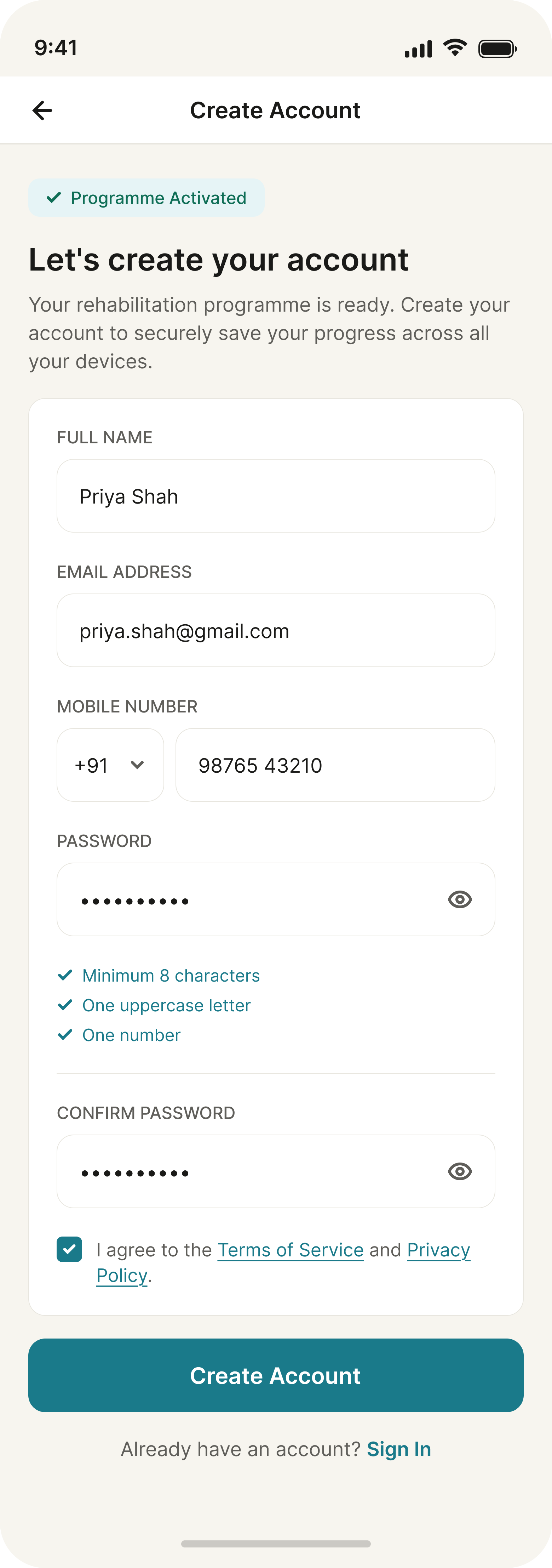 Create account