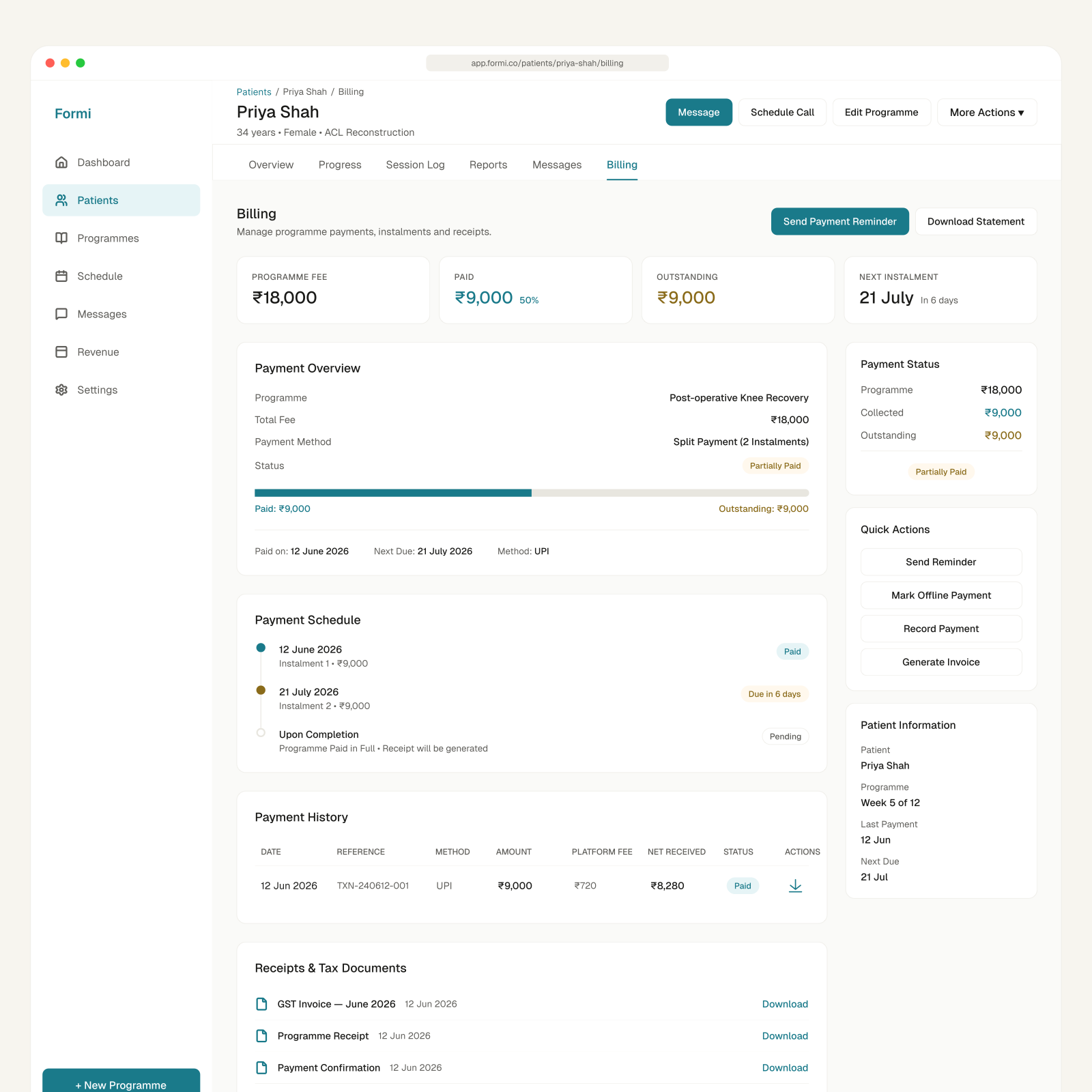 Formi — Billing