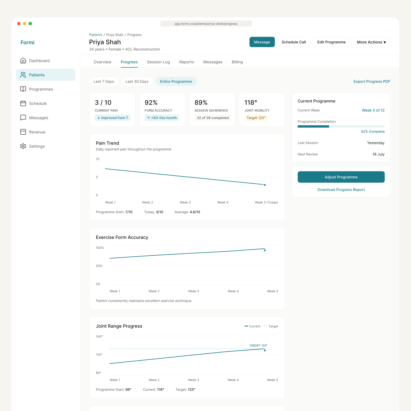 Formi — Patient progress