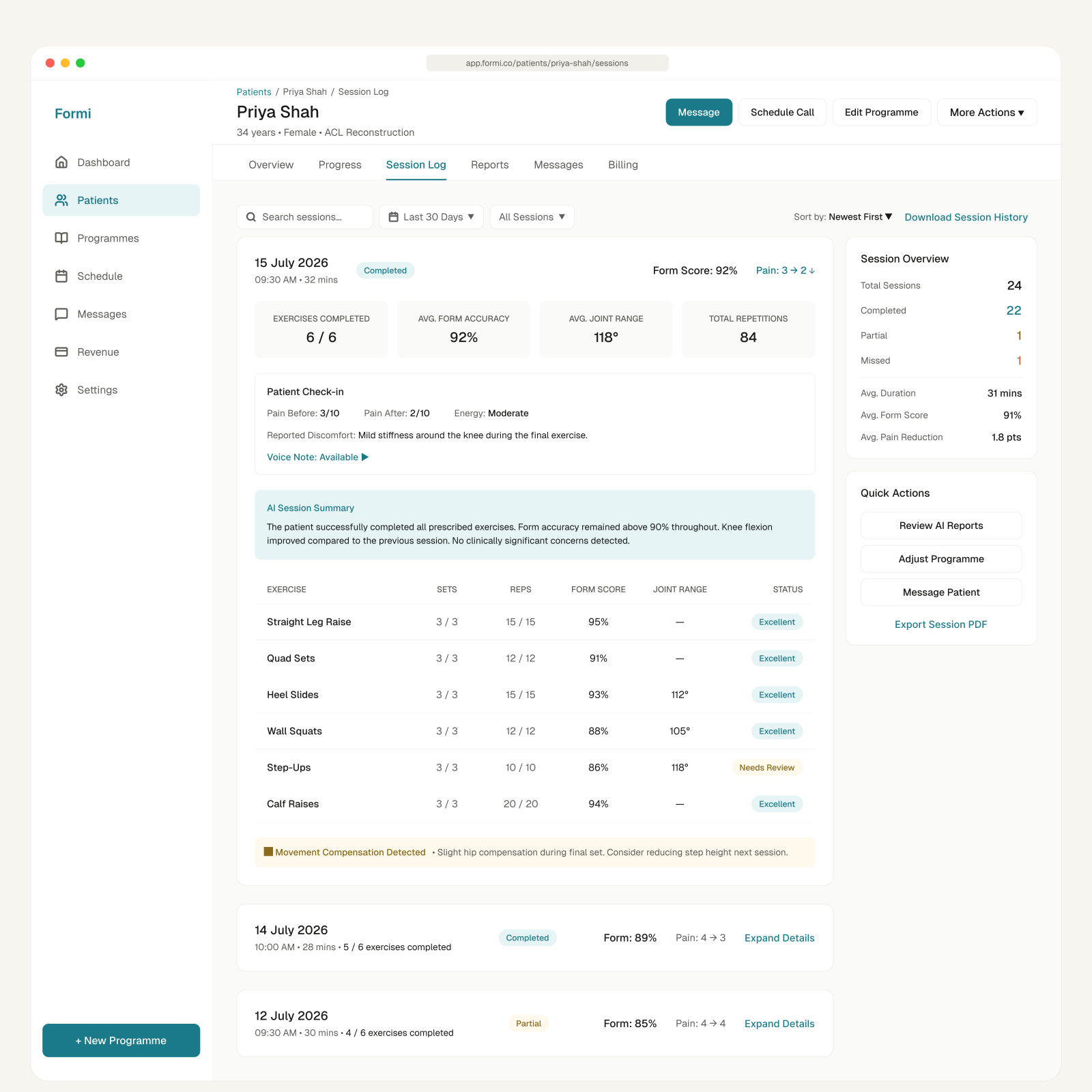 Formi — Session log