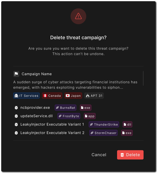 Deleting a one-off campaign