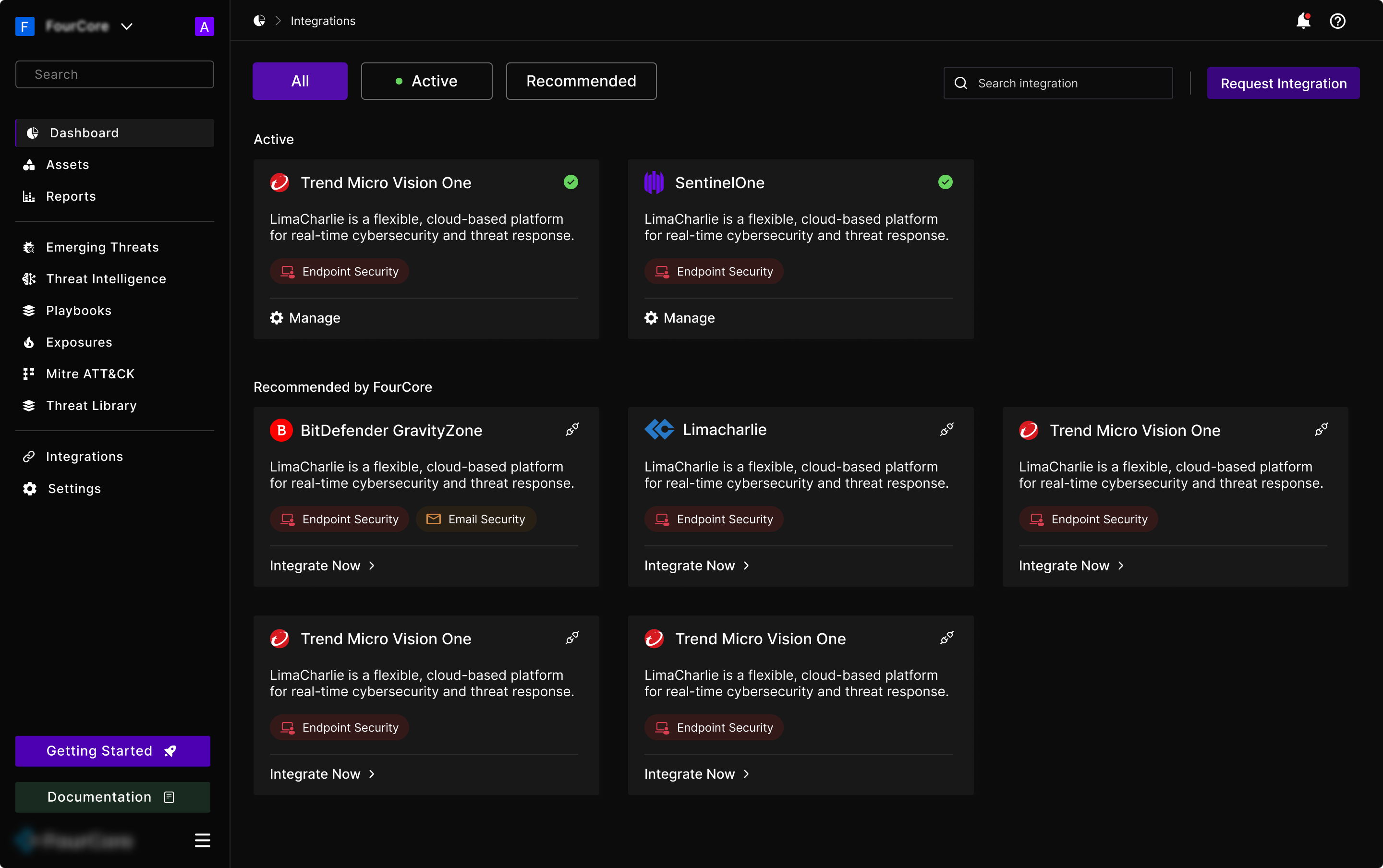 Integrations: what is connected, then what FourCore suggests connecting next