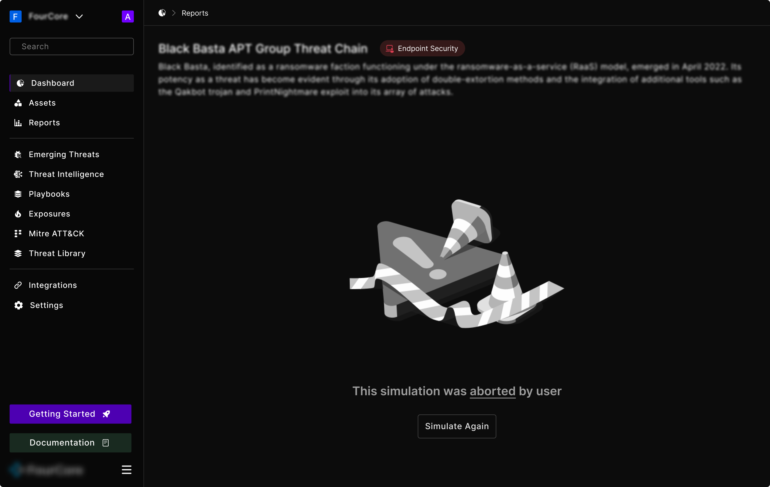 A simulation the user stopped part way