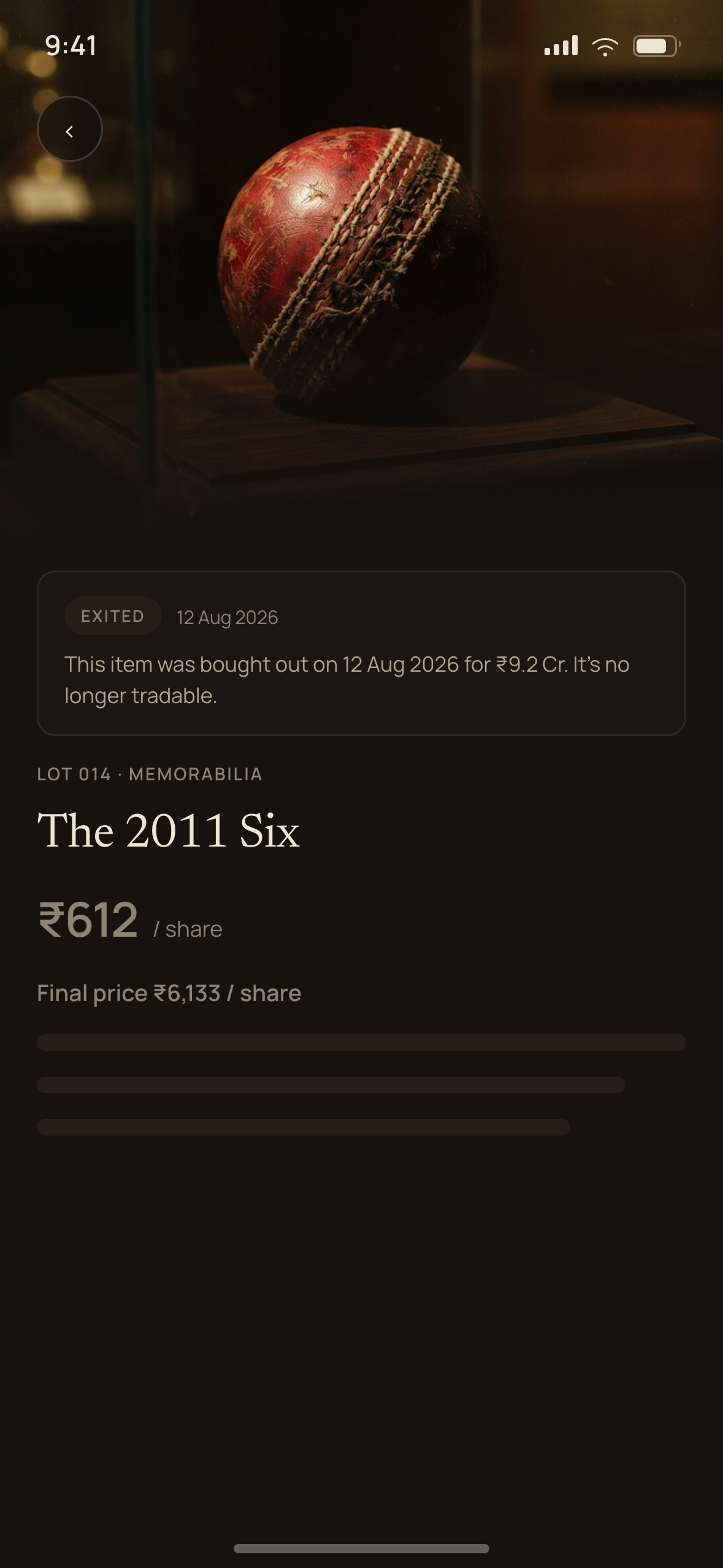 After the exit — final price, and no longer tradable