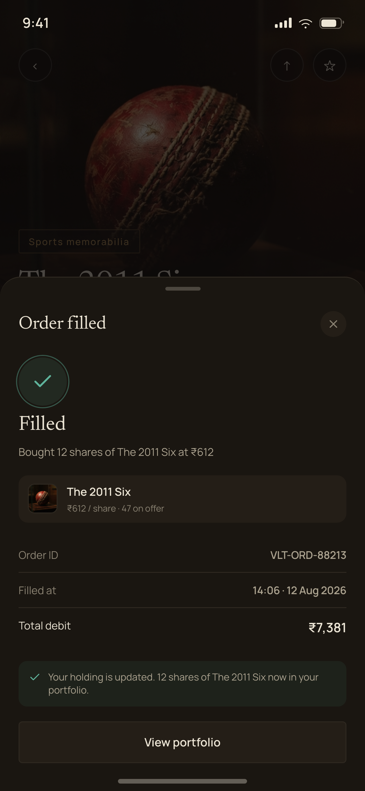 Order filled