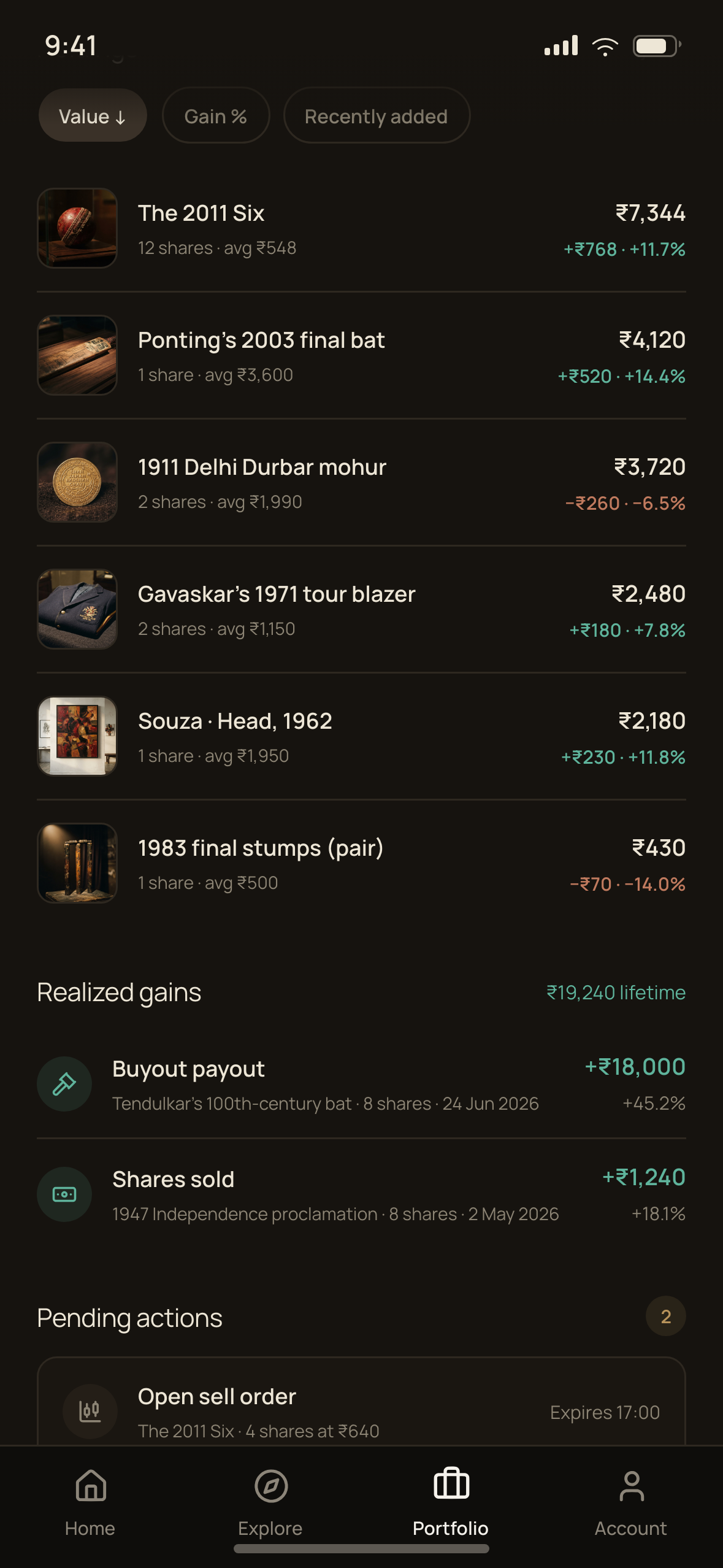 Portfolio activity